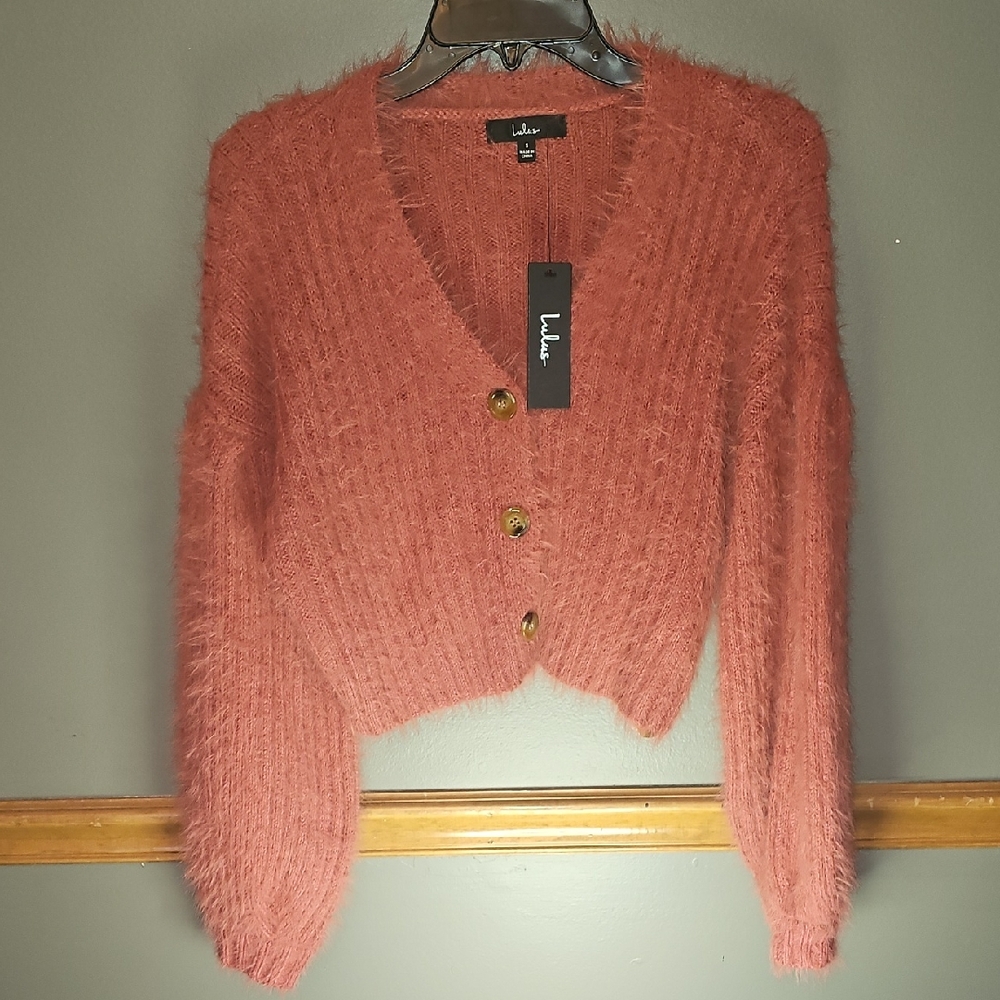 Lulu's Fuzzy Pink Cardigan